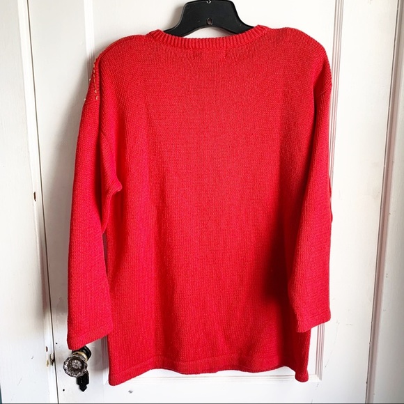 Vintage Sweater V-Neck Western Connection Beaded Knit Raime Cotton Bling M - Picture 8 of 9